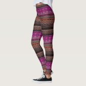 Cute Boho Print Fabric Roze Oranje gradiënt Leggings (Links)