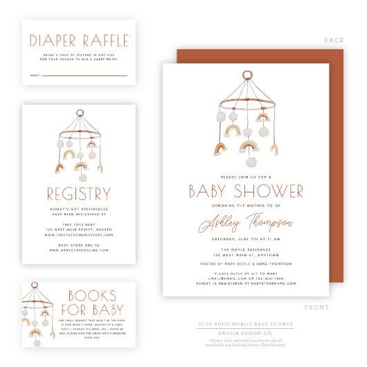 Cute Boho Rainbow Book Request Baby shower Informatiekaartje