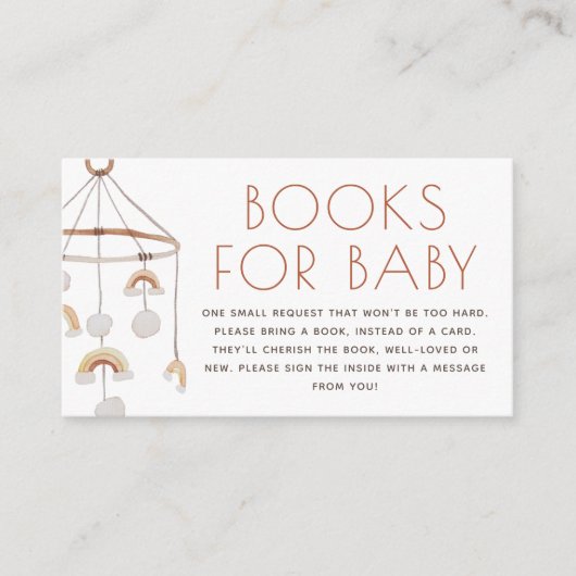 Cute Boho Rainbow Book Request Baby shower Informatiekaartje (Voorkant)
