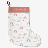 Cute Boho Rainbow en Clouds Pattern Kleine Kerstsok (Voorkant)