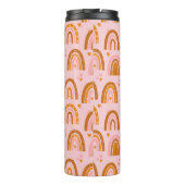Cute Boho Rainbow Hearts Pattern in Pink Oranje Thermosbeker (Achterkant)