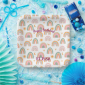 Cute Boho Rainbow Pattern Name Personalized Papieren Bordje (Feest)