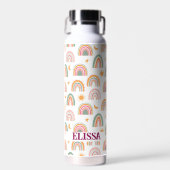 Cute Boho Rainbow Pattern Name Personalized Waterfles (Voorkant)