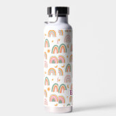 Cute Boho Rainbow Pattern Name Personalized Waterfles (Rechts)