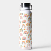 Cute Boho Rainbow Pattern Name Personalized Waterfles (Achterkant)