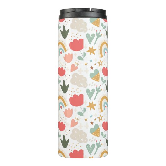 Cute Boho Rainbows, Hearts, and Flowers Thermosbeker (Achterkant)