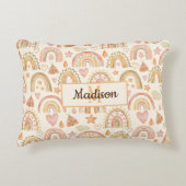 Cute Boho Rainbows Pattern Custom Monogram Name Accent Kussen (Voorkant)