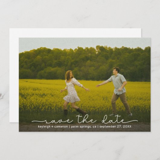 Cute Boho Script Modern Save The Date Card (Voorkant / Achterkant)
