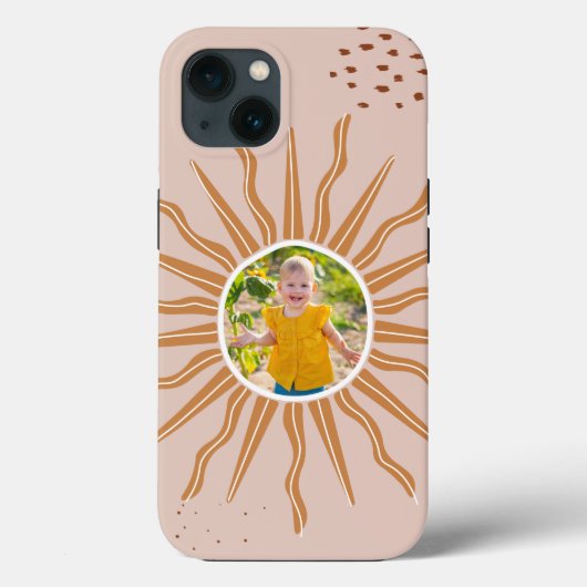 Cute Boho Sun Aangepast voor je foto iPhone Case (Achterkant)