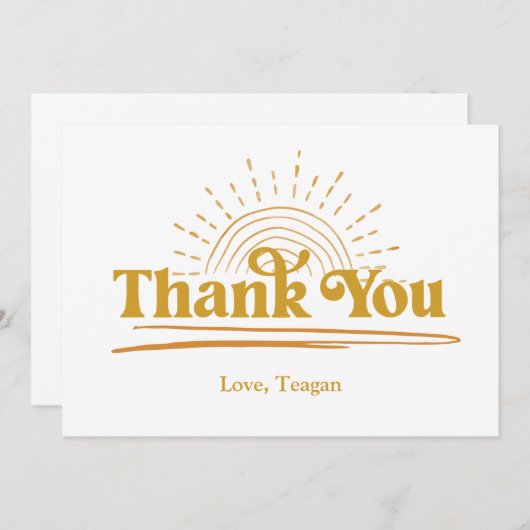 Cute Boho Sun Carte de remerciements (Devant / Derrière)