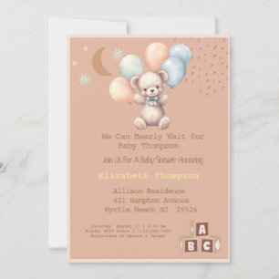 Cute Boho Teddy Bear-Baby shower Kaart