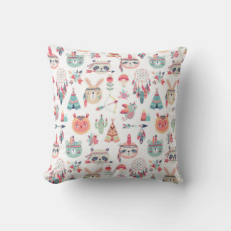 Cute Boho Tribal Woodland Animals Pattern Worpdeku Kussen