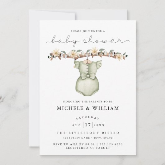 Cute Boho Vêtements Fille Baby shower Invitation (Devant)