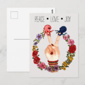 Cute Boho Waterverf Floral Octopus Peace Love Joy Briefkaart (Voorkant / Achterkant)