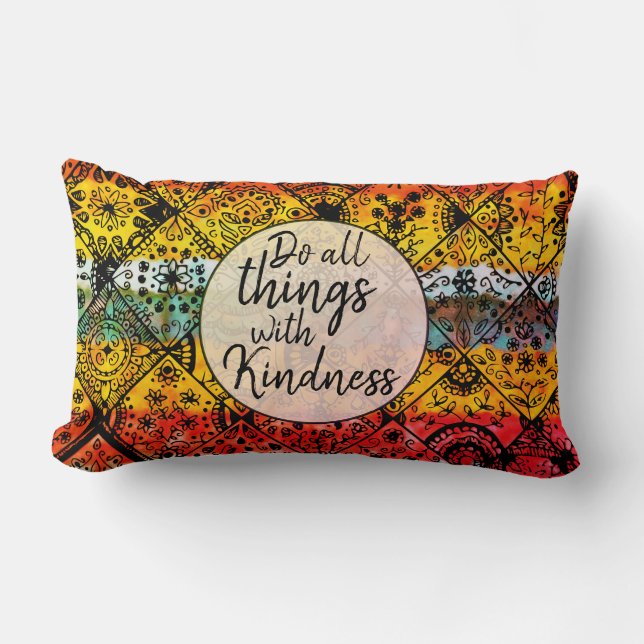 Cute Boho Waterverf Kindness Inspirerend Quote Kussen (Voorkant)