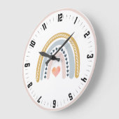 Cute Boho Waterverf Pastel Rainbow Nursery Grote Klok (Hoek)
