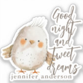 Cute Boho Waterverf Vogel Handtekening Script Sticker (Voorkant)