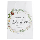 Cute Boho Wildflower Greenery Baby shower Medium Cadeauzakje (Achterkant)