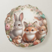 Cute Bois Animaux Coussin rond (Dos)