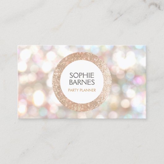 Cute Bokeh en Roos Gold Sequin Event Planner Visitekaartje (Voorkant)