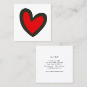 Cute Bold Red Heart Square Vierkante Visitekaartje (Voorkant / Achterkant)
