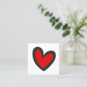 Cute Bold Red Heart Square Vierkante Visitekaartje (Staand voorkant)