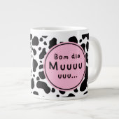 Cute “Bom Dia Muuuuu” Kawaii Cow Design Extra Grote Beker (Voorkant rechts)