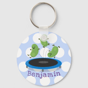 Cute bonen springen trampoline cartoon illustratie sleutelhanger