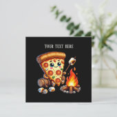 Cute bonfire pizza party invitation (Debout devant)