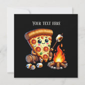 Cute bonfire pizza party invitation (Devant)