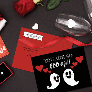 Cute Boo-ful Ghost Heart Valentijnsdag Feestdagenkaart