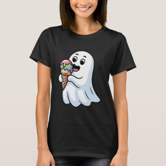 Cute Boo Ghost Eating Ice Cream Halloween Spooky C T-shirt