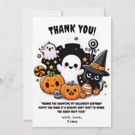 Cute Boo Halloween dankkaart voor verjaardag Bedankkaart