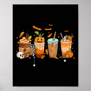 Cute Boo latte Coffee Halloween Spooky Season Herf Poster