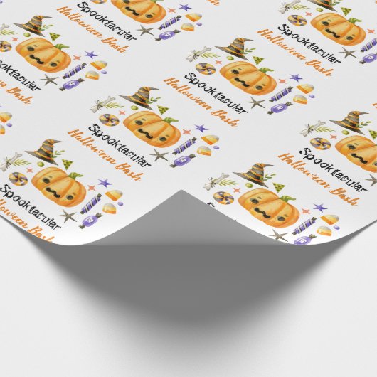 Cute Boo Pumpkin Spooktacular Halloween Bash Cadeaupapier (Hoek)