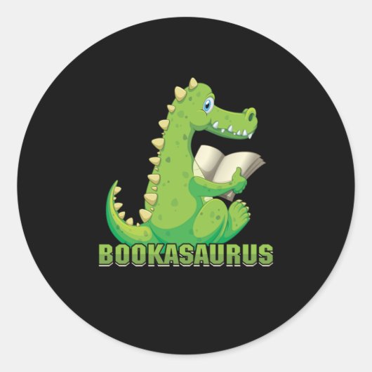 Cute Book Lover Bookworm Bookish Dinosaur Bookasau Ronde Sticker (Voorkant)