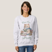 Cute Book Lover Sweater Cozy Cat Reading (Voorkant volledig)