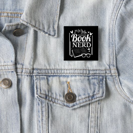 Cute Book Nerd Book Lover Vierkante Button 5,1 Cm (In situ)