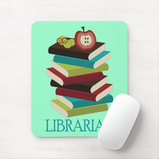 Cute Book Stack Librarian Gift Muismat (Met muis)