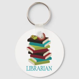 Cute Book Stack Librarian Gift Sleutelhanger