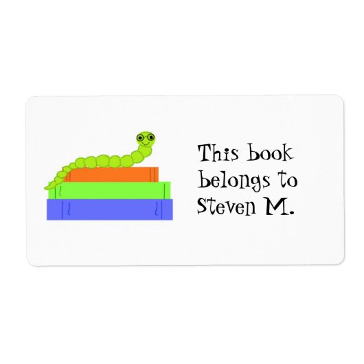 Cute Bookworm Bookplate Etiket (Voorkant)