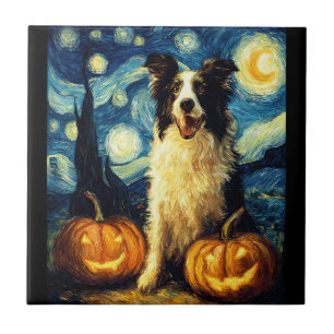 Cute Border Collie-hond Halloween Jack O Lantern P Tegeltje