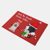 Cute Border Collie Kerstmis Deurmat (Schuin)