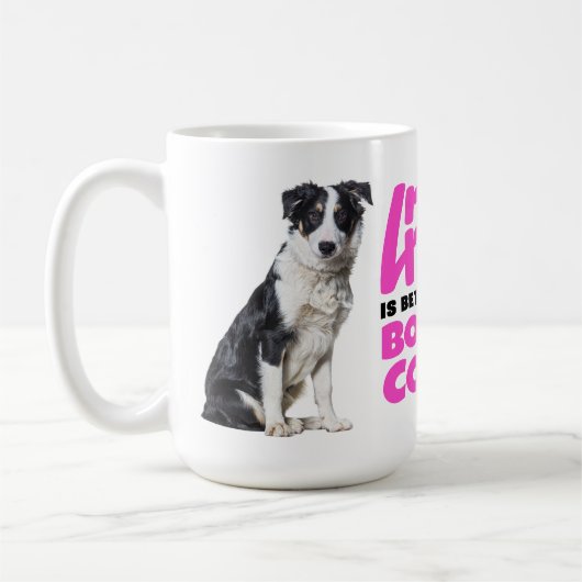 Cute Border Collie Lover Black White Puppy Dog Koffiemok (Links)