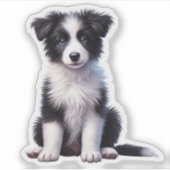Cute Border Collie Puppy Sticker (Voorkant)