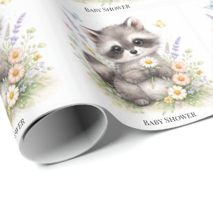 Cute Bos Baby Wasbeer Baby Shower Cadeaupapier