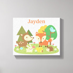 Cute bos bosdier kinderkamer muurdecoratie canvas afdruk