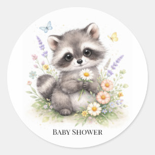 Cute Bosbaby Wasbeer Baby Shower Ronde Sticker