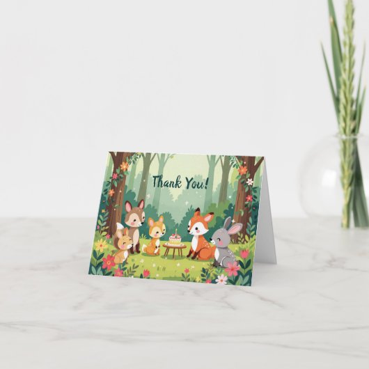 Cute bosdier kind verjaardag bedankkaart (Voorkant)