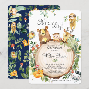 Cute Bosdieren Baby Shower Geslacht Neutraal Kaart